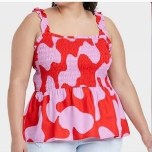 Ava & Viv Smocked Peplum Tank Top Size 1x